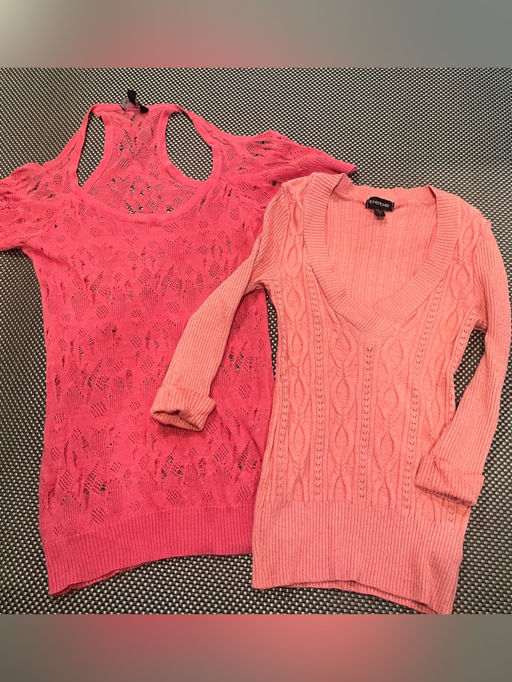 bebe Corla Pink Knit tops – 2 Piece Bundle, sm/xs